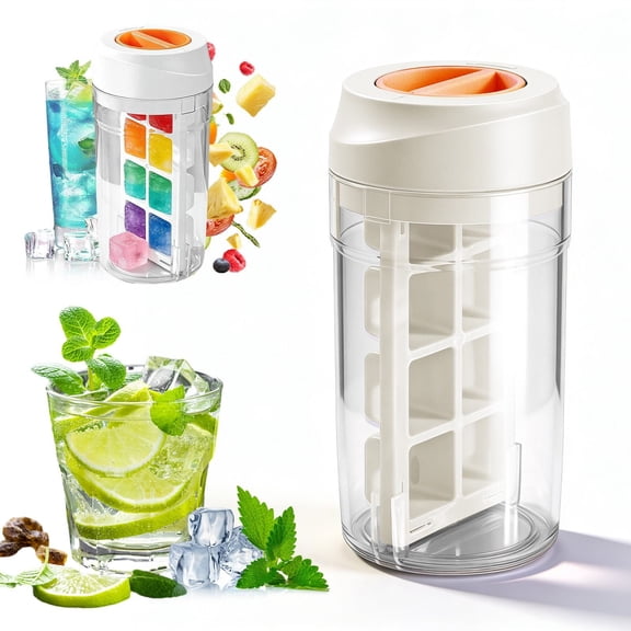 New Ice Cube Mold With One Hand, One Hand De-Icing Press Ice Tray Mold, 1 Hand 1 Press Ice Cube Tray, Ice Cube Tray Cup, 8 Square Ice Cube Maker For Ice Drink(C)