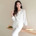 thumbnail image 1 of New Ice Silk Pajamas Women's White Tiger Long Sleeve Simulated Silk Summer Home Wear Pants Set, 1 of 10