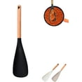 thumbnail image 1 of New Icefavor Spatula Spoon, BPA-FREE Multifunction Spatula Cooking Spoon for Mixing, Scoop, and Scrape, Heat-Resistant with Wooden Handle, Easy to Clean Kitchen Utensil (Black, L), 1 of 7