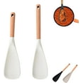 thumbnail image 1 of New Icefavor Spatula Spoon, BPA-FREE Multifunction Spatula Cooking Spoon for Mixing, Scoop, and Scrape, Heat-Resistant with Wooden Handle, Easy to Clean Kitchen Utensil (White, S+L), 1 of 8