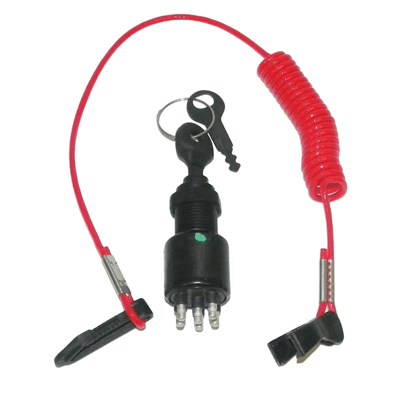 New Ignition Key Switch with Safety Lanyard Compatible with Johnson Evinrude OMC BRP 40-200HP Outboard Push to Choke 6-Terminal 5005801 175974 765562 0175974 0765562 4-Stroke 6-Cyl 15HP