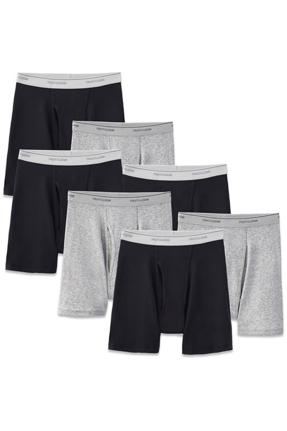 New Improved Fit! Men's 7 pack Super Value Black/Gray Boxer Briefs