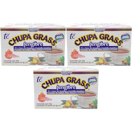 New Improved Formula Tea CHUPA Grass - Tea Based Ginger, Gotu Kola & Cinammon (30 Tea Bags/0.10 oz Each) Pack of 3