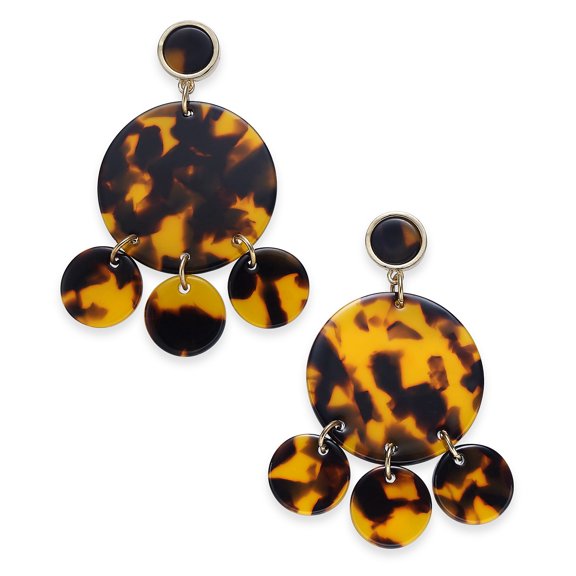 New Inc Gold-Tone Tortoise-Look Circle Chandelier Earrings $29.50