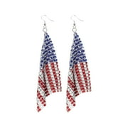 UPIOIWER New Independence Day Earrings Red Blue Aluminum Handwoven Earrings US Flag Pendant Earrings Titanium Earrings for Sensitive Ears Pearl Hoop Earrings for Women Stud Earrings for Women Press
