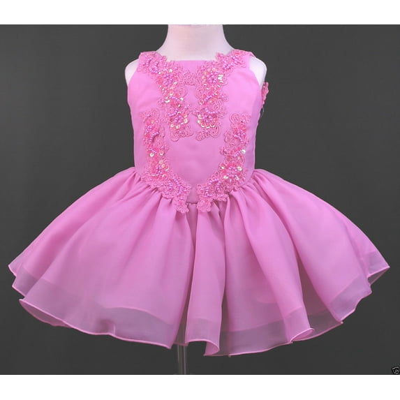 New Infant Toddler & Girl Pageant Wedding Formal Short Dress Fuchsia size:1-7