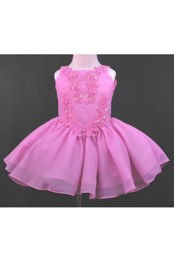 New Infant Toddler & Girl Pageant Wedding Formal Short Dress Fuchsia size:1-7