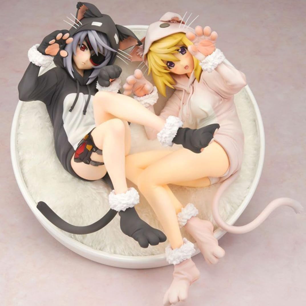 New Infinite Stratos Laura Bodewig、Charlotte 2pc (Cat Ear Ver) Character Anime Model Statue Action Figures Desktop Ornament Popular Decorations Fan Souvenirs Creative Gift Collectable