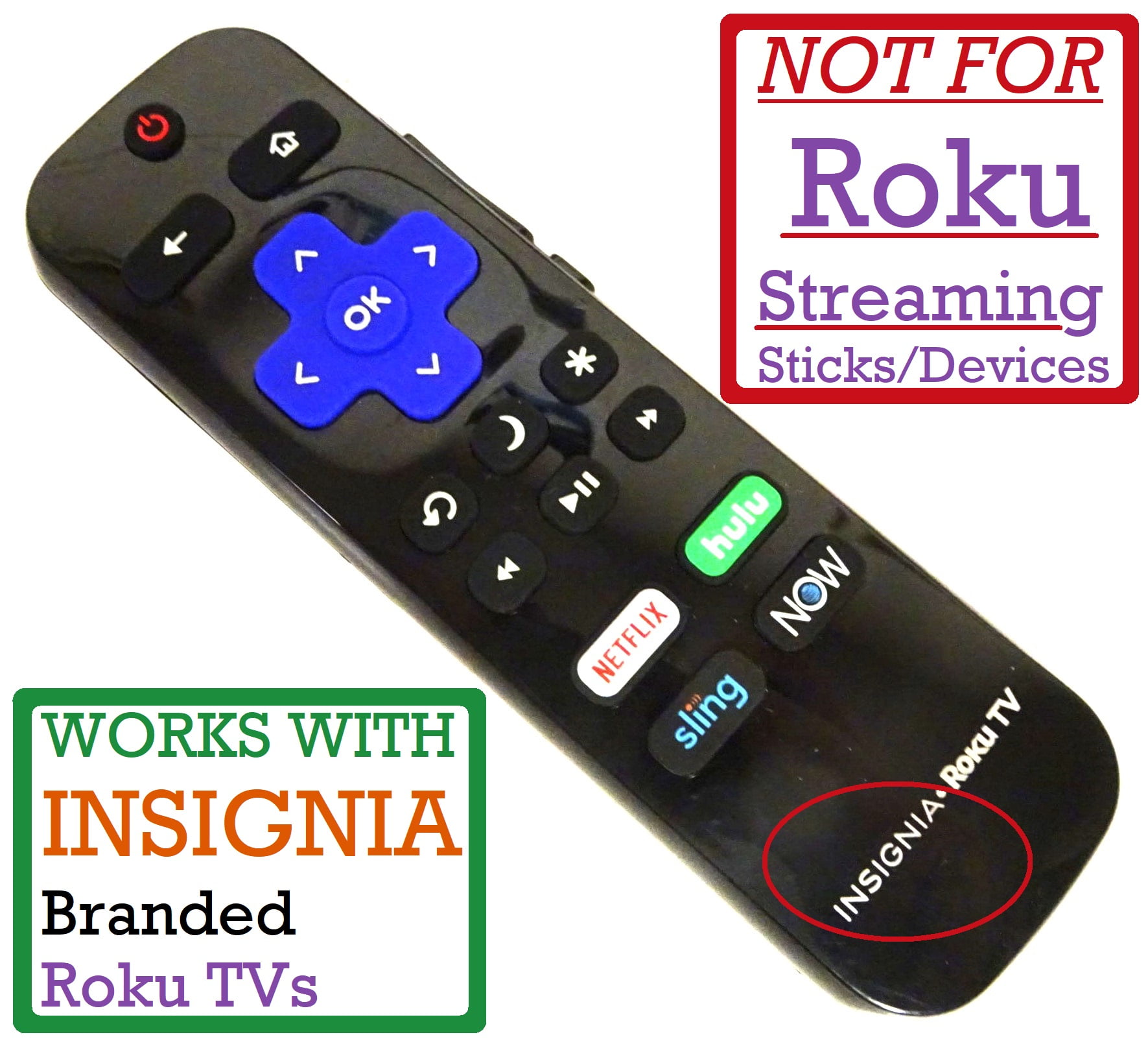 New Insignia Roku TV Remote *NOT FOR ROKU STREAMING DEVICES* NSRCRUS