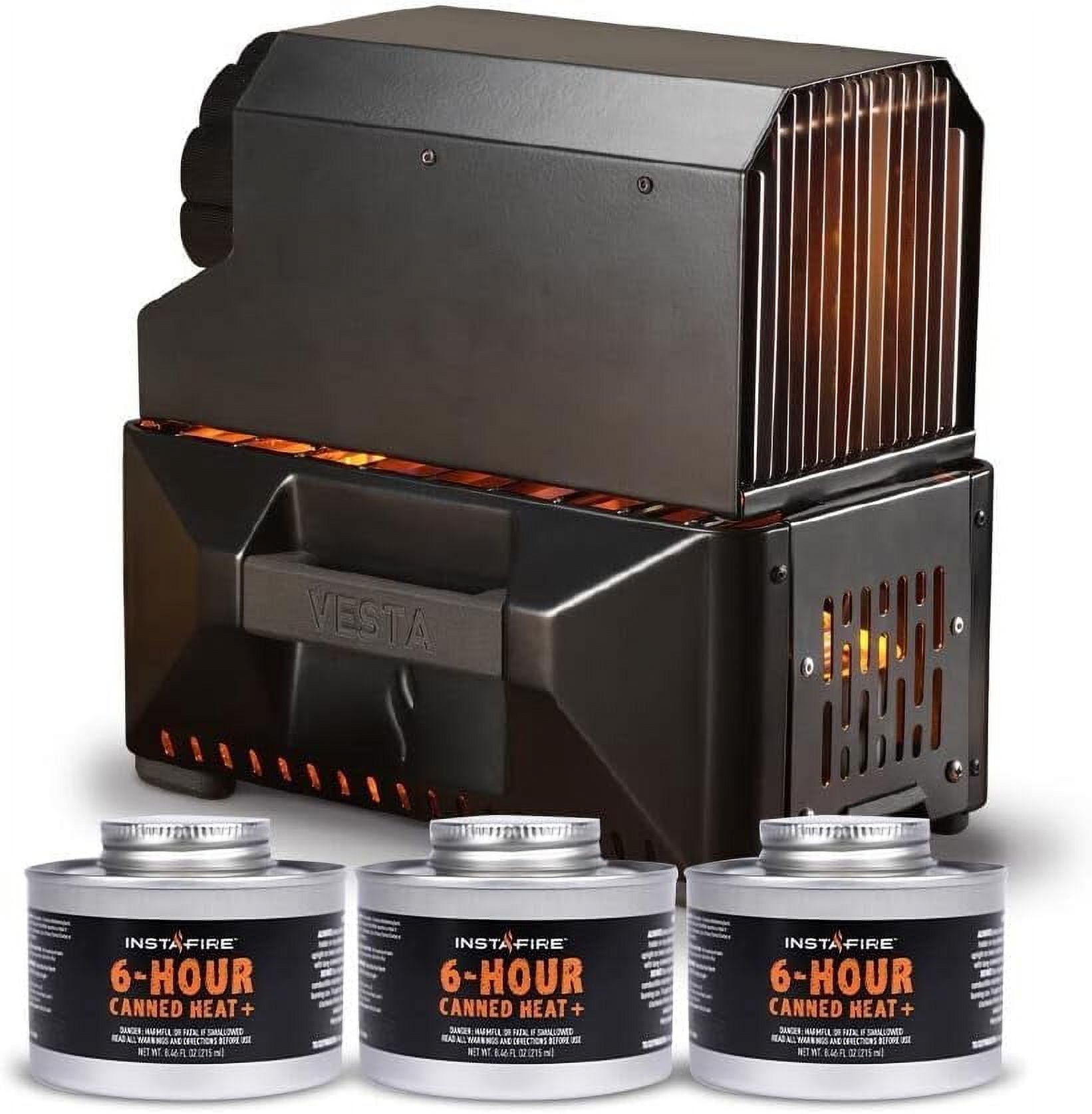 Vesta Black Portable Indoor/Outdoor Heater and Stove with Canned Heat