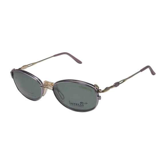 New Intelli Clip 713 Womens/Ladies Designer Full-Rim Light Purple / Gold Frame Demo Lenses 54-17-135 Sunglass Lens Clip-Ons Strass Flexible Hinges Eyeglasses/Eyewear