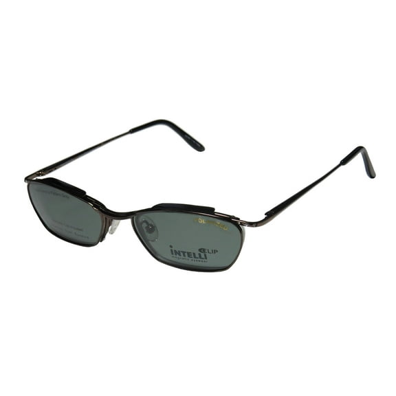 New Intelli Clip 719 Womens/Ladies Designer Half-Rim Gunmetal Frame Demo Lenses 49-18-135 Sunglass Lens Clip-Ons Rhinestones Spring Hinges Eyeglasses/Eye Glasses
