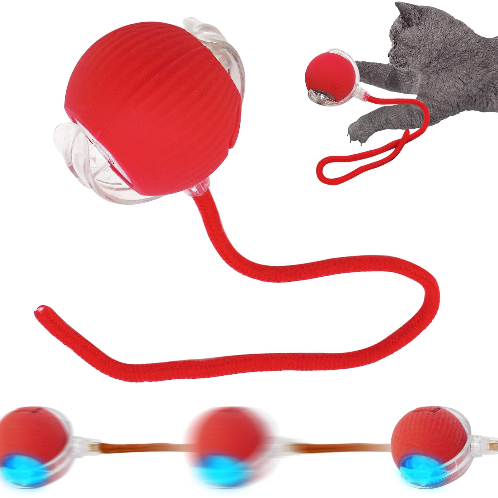 New Interactive Rolling Dog Ball, 360° Smart Pet Toy Ball, Self Rolling Ball Cat Toys for Small Medium Dogs Cats, Green 1pcs