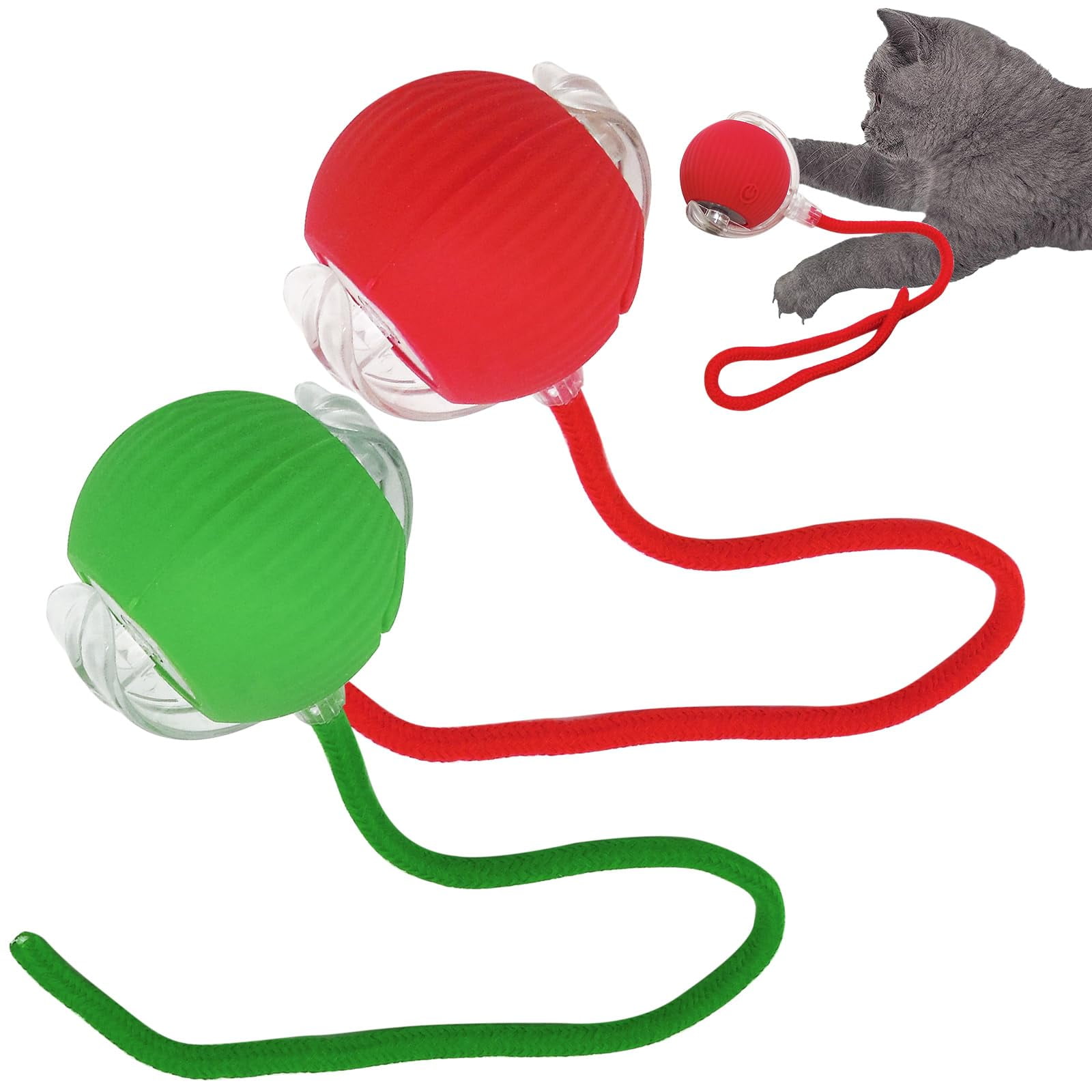 New Interactive Rolling Dog Ball, 360° Smart Pet Toy Ball, Self Rolling Ball Cat Toys for Small Medium Dogs Cats, Green 1pcs