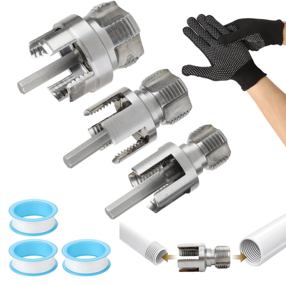 New Internal & External Pipe Threading Tool Set, Premium Carbon Steel Dual-Function Pipe Threader for 1/2", 3/4", 1" PVC Pipes Suit for All Electric Drills