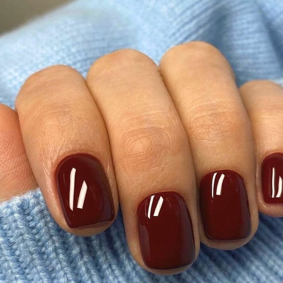 New Internet celebrities popular color dark red wearing nail solid color simple fashion nail art finished detachable nail wholesale