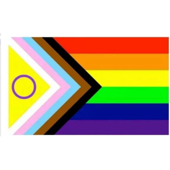 New Intersex-Inclusive Progress Pride Flag 3x5 Outdoor LGBTQ Rainbow Pride Flags with 2 Brass Grommets UV Protection & Fade-resistant