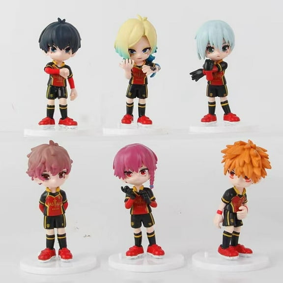 New Isagi YoichiChigiri Hyoma, Bachira Meguru Figure, 6pieces Q Version Standing Figurine 10cm/3.9inch Handmade Game Character Collectible Craft Gift