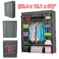 thumbnail image 1 of [New Item] Closet Shelves, Portable Non-Woven Fabric Garment Clothes Wardrobe Closet Organizer Shelf Rack, DIY Armoire Storage with Hanging Rod (5 Layer 12 Compartment)-Gray, 1 of 14
