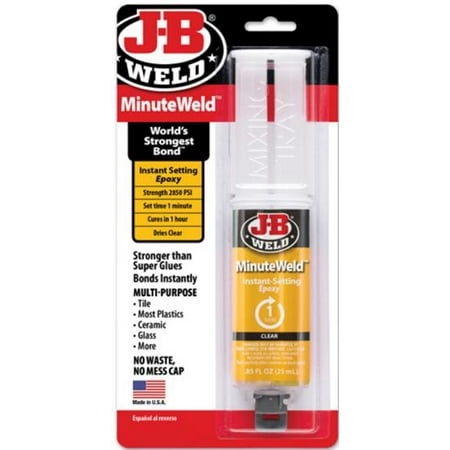 New J-B Weld 50101 MinuteWeld Instant Setting Epoxy Syringe, 25 ml, Clear
