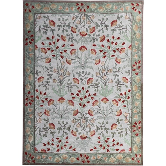 New JULIA 6' x 8' Area Rug Handcrafted Motif Floral Design Oriental Traditional Design Non-Shedding Fine Wool Pile & Easy-Care Areas in Living Room Bedroom