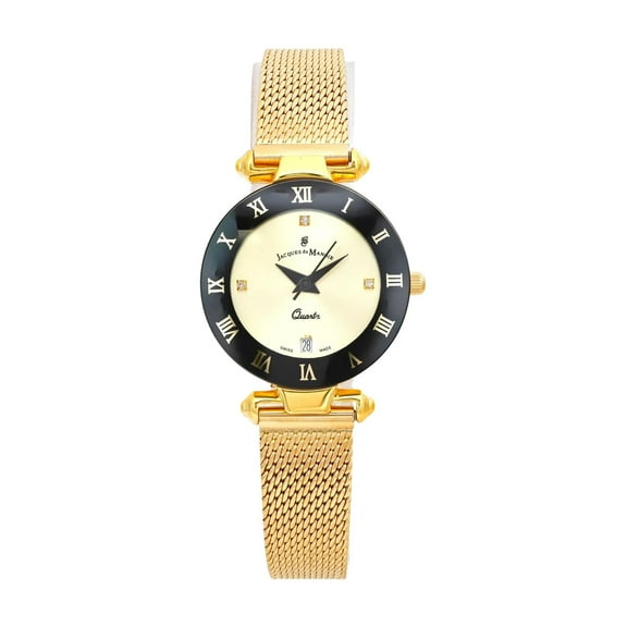 New Jacques du Manoir Coupole 26 mm Mesh Gold-Tone Dial Quartz Lady Watch RCM.28