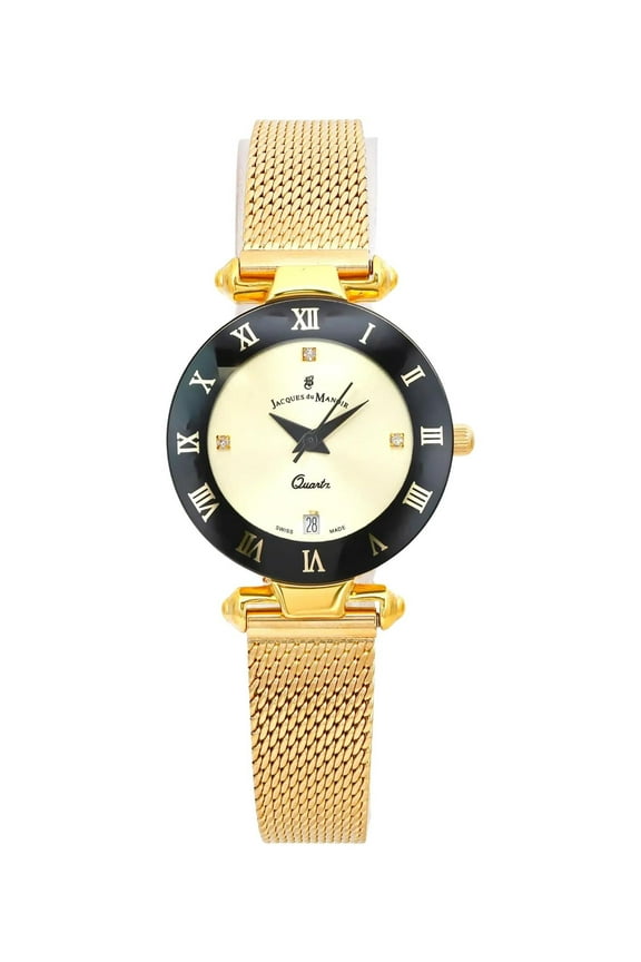 New Jacques du Manoir Coupole 26 mm Mesh Gold-Tone Dial Quartz Lady Watch RCM.28