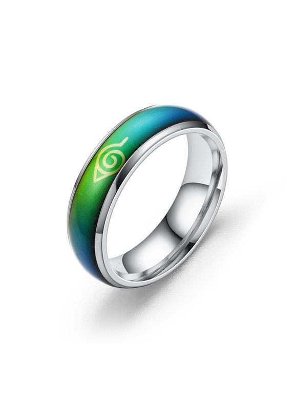 New Japanese Style Animation Cosplay Ring Magic Temperature Color Change Stainless Steel Jewelry Men's Rings