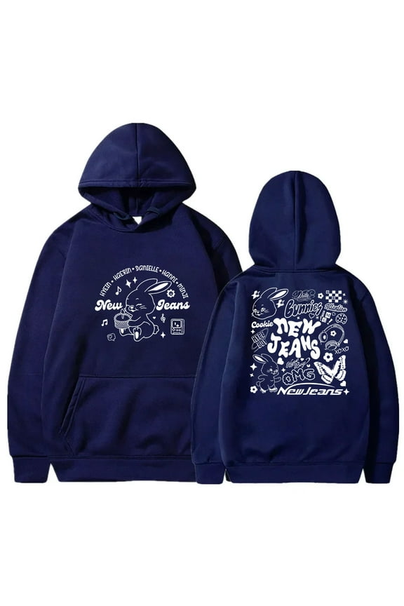 New Jeans NJWMX Hoodies Rabbit Logo Merch Pullovers Women Men Fashion Casual KPOP Sweatshirts