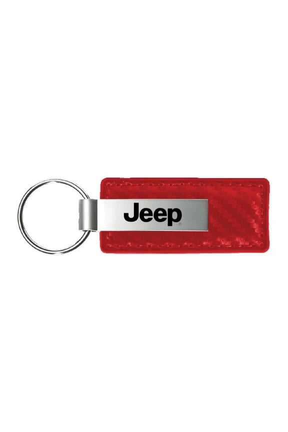 New! Jeep Red Carbon Fiber Texture Leather Key Chain Official Licensed