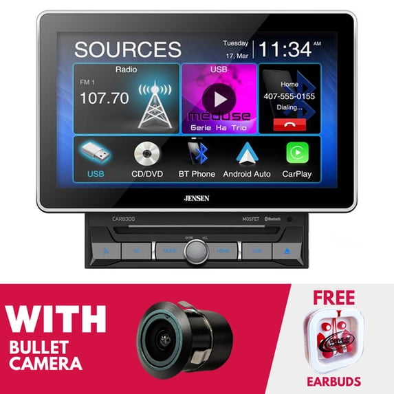 New Jensen CAR8000 10.1" CD/DVD with CarPlay/Android Auto and Bullet Camera