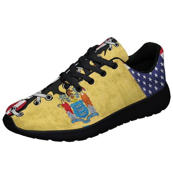 New Jersey And American flag Shoes Sneakers for Women Men Black Size 8.5