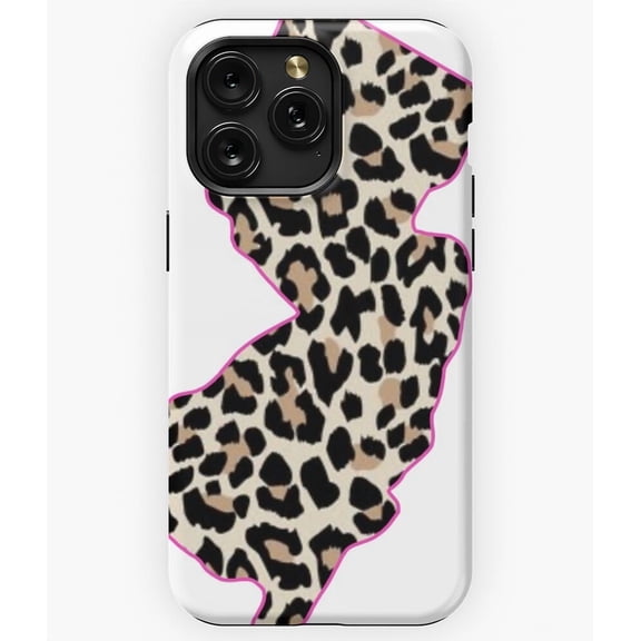 New Jersey Cheetah Animal Print State Map Shape iPhone 11 12 13 14 15 16 17 Pro Max Case