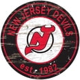 thumbnail image 1 of New Jersey Devils 24'' x 24'' Distressed Round Sign, 1 of 1
