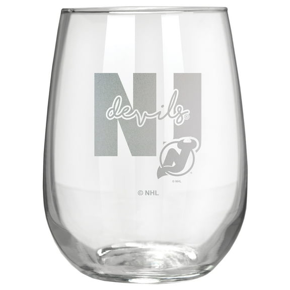 New Jersey Devils Etched 17oz. City Stemless Wine Glass