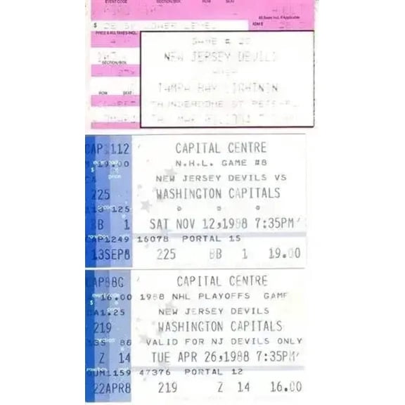 New Jersey Devils lot of 3 vintage road game ticket stubs (1988 Stanley Cup Playoffs)