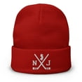 thumbnail image 1 of New Jersey Hockey Sticks Retro NJ Winter Beanie Cap Hat (Red), 1 of 3