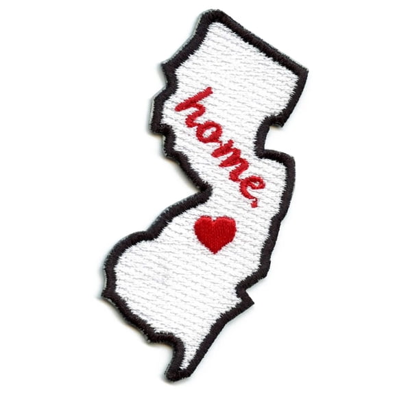 New Jersey Home State Patch Hockey Parody Embroidered Iron On - Red