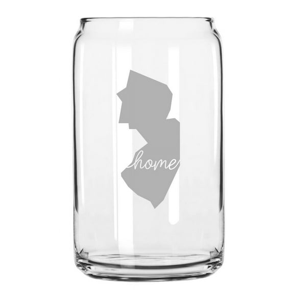New Jersey Home States Etched 16oz Libbey Can Glass