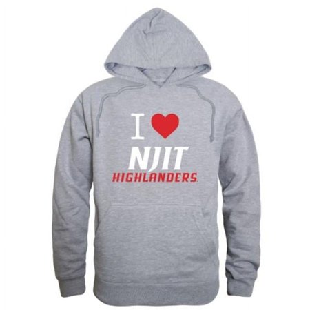 New Jersey Institute of Technology Highlanders I Love Hoodie, Heather Grey - Small