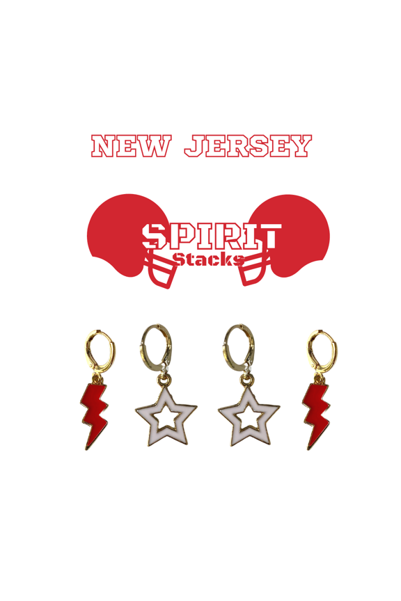 New Jersey Institute of Technology Spirit Stack red mini enamel bolts and white statement open starboys
