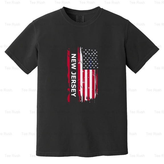 New Jersey NJ State American Flag Cool Gift, Funny, Pride, Patriot, USA, Comfort Color T-Shirt Unisex, up to 4XL