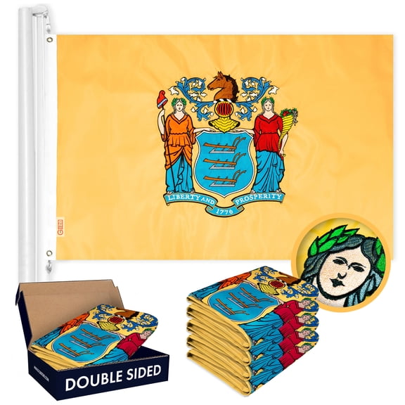 New Jersey NJ State Flag 3x5FT 5-Pack Double-sided Embroidered Polyester By G128