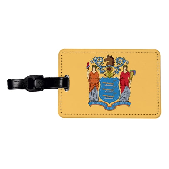 New Jersey NJ State Flag Faux Leather Travel Luggage Tag