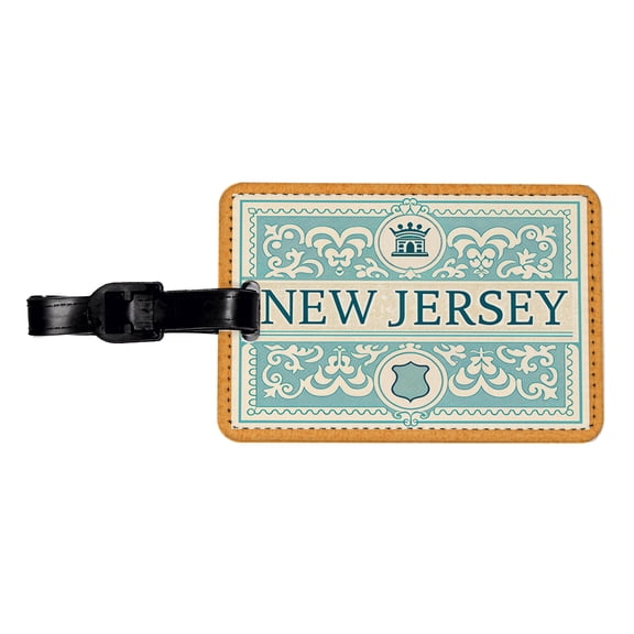 New Jersey NJ State Travel Vacation Stamp Faux Leather Travel Luggage Tag