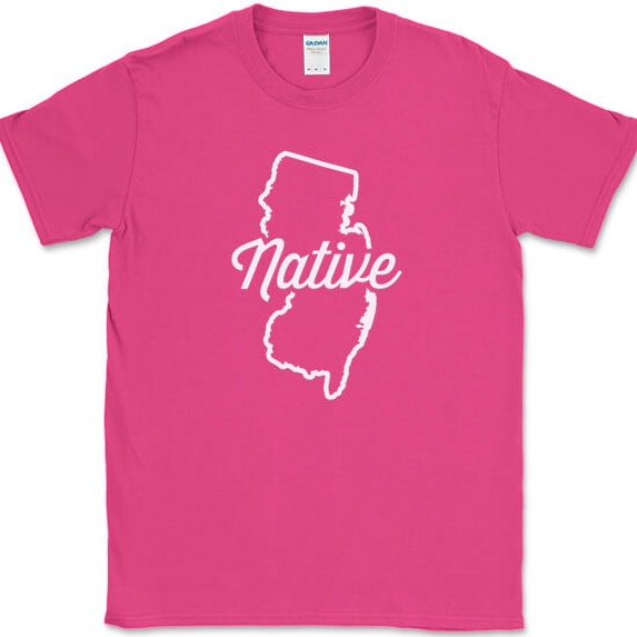 New Jersey Native T-Shirt Funny Humor State Pride Geography Tee - Pink, 5XL