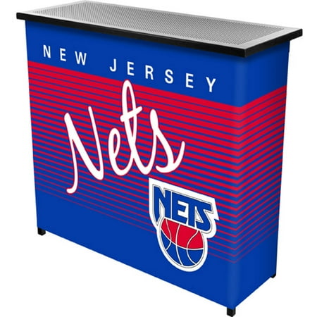 New Jersey Nets NBA Hardwood Classics Portable Bar, Pop-Up Drink Station Patio, Garage or Man Cave Accessories - Royal Blue, Red, White