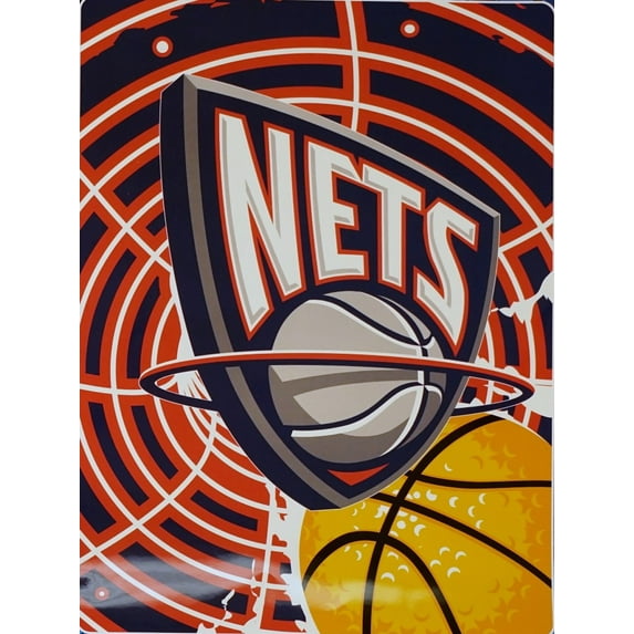 New Jersey Basketball Net's Vortex Design Raschel Royal Plush 60x80 Twin Throw Blanket