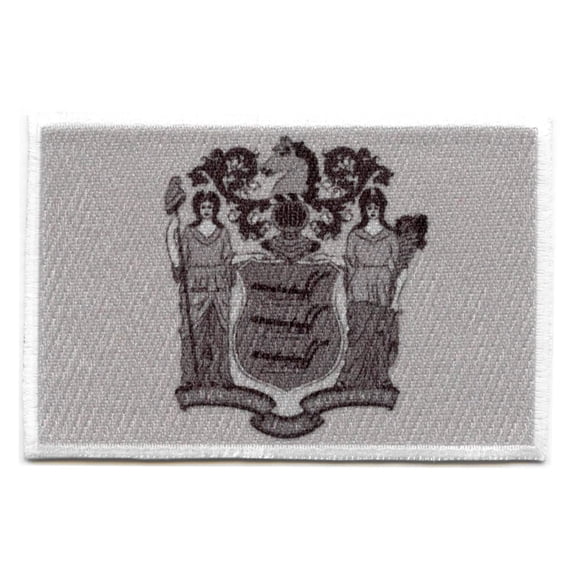 New Jersey Patch State Flag Grayscale Embroidered Iron On