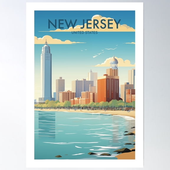 New Jersey Poster Wall Art, Modern Wall Decor For Living Room Bedroom, 8x12 UNFRAMED